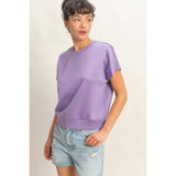 Crew Neck Short Dolman Sleeve Top