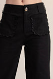 Colette Cropped Scallop Pocket Detail Wide-Leg Pants