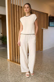CONTRAST TRIM SHORT SLEEVE KNIT SWEATER TOP