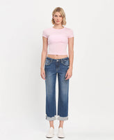 LOVERVET MID RISE CUFFED BOYFRIEND JEANS