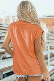 Solid Color High Neck Cap Sleeve Loose Top S-4X