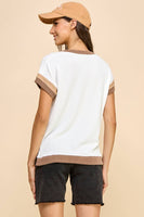 Solid Ribbed Top with Contrast Details
