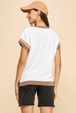 Solid Ribbed Top with Contrast Details