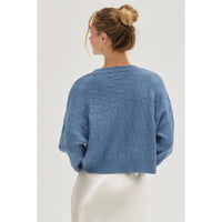 Long Sleeve Square Texture Sweater