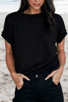 Solid Textured Exposed Seam Casual T-shirt | S-XL