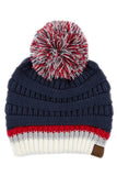 C.C Team Color Ribbed Beanie with Pom Winter Hat
