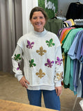 Pre-Order Sequin Mock Neck Reversible Wear Mardi Gras Sweatshirt
