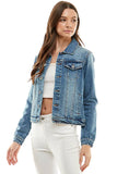 Cotton Blend Stretched  Ladies  Casual Denim Jacket