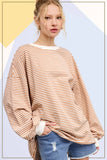 Oversized Striped Long Sleeve Pullover Top
