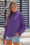 Oversize Drop Shoulder Reversible Mock Neck Sweatshirt