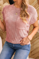 Women Casual Lattice Textured Knit Sweater Top