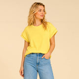Cotton Spandex Cuffed Sleeve Top