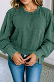 LDC Solid Raw Seam Patchwork Ribbed Sweatshirt
