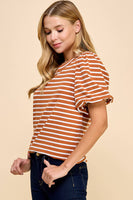 Striped Top with Puffed Sleeves