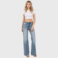 HIGH RISE STRETCH VINTAGE FLARE W/ FRAYED HEM