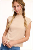 HCT7705-Stretchy Crinkled Fabric Sleeveless Top