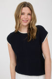 CONTRAST TRIM SHORT SLEEVE KNIT SWEATER TOP