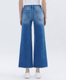HIGH RISE RAW HEM ANKLE WIDE LEG JEANS LV1683