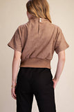 Mock Neck Suede Look Brush Top