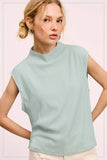HCT7705-Stretchy Crinkled Fabric Sleeveless Top