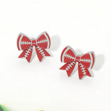 Game Day Football Bow Stud Earrings