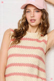 MCS3584-Classic Chunky Striped Sleeveless Sweater Top