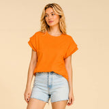 Cotton Spandex Cuffed Sleeve Top