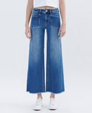 HIGH RISE RAW HEM ANKLE WIDE LEG JEANS LV1683