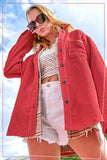 JKT1767-Loose Fit Button Down Corduroy Shacket with Pockets
