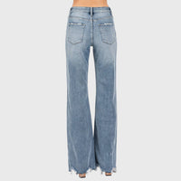 HIGH RISE STRETCH VINTAGE FLARE W/ FRAYED HEM