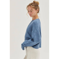 Long Sleeve Square Texture Sweater