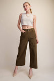 Colette Cropped Scallop Pocket Detail Wide-Leg Pants