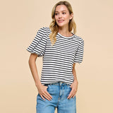 Striped Top with Puffed Sleeves