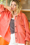 Loose Fit Button Down Long Sleeve Fleece Shacket