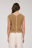 CONTRAST TRIM SHORT SLEEVE KNIT SWEATER TOP