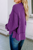 LDC Solid Raw Seam Patchwork Ribbed Sweatshirt