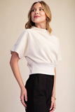 Mock Neck Suede Look Brush Top