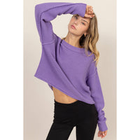 CROPPED OVERSIZED KNIT SWEATER