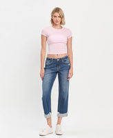 LOVERVET MID RISE CUFFED BOYFRIEND JEANS