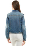 Cotton Blend Stretched  Ladies  Casual Denim Jacket