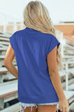 Solid Color High Neck Cap Sleeve Loose Top S-4X