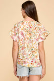 Floral Printed Top with Ruffled Sleeves