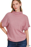 Mock Neck Sweater Side Shirred