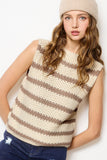 MCS3584-Classic Chunky Striped Sleeveless Sweater Top