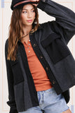 Loose Fit Button Down Long Sleeve Fleece Shacket