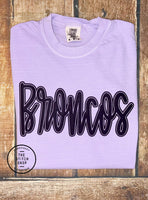 Broncos / Knights / Jackets School Mascot Script Puff Comfort Colors Tee