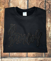 Tone on Tone Glitter Puff Mascot Sweatshirt
