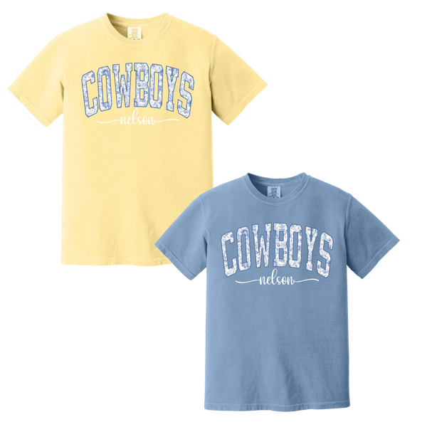 Nelson Cowboys Floral Comfort Colors Printed Tee