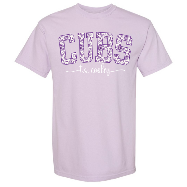 T.S. Cooley Cubs Floral Comfort Colors Printed Tee