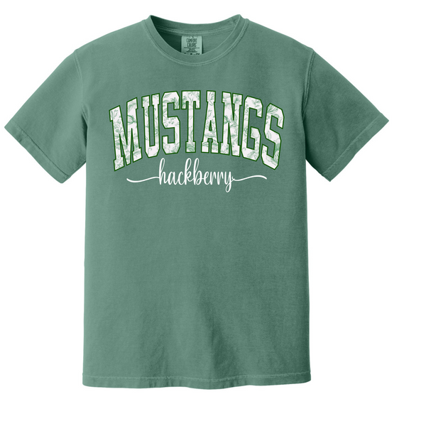 Hackberry Mustangs Floral Comfort Colors Printed Tee